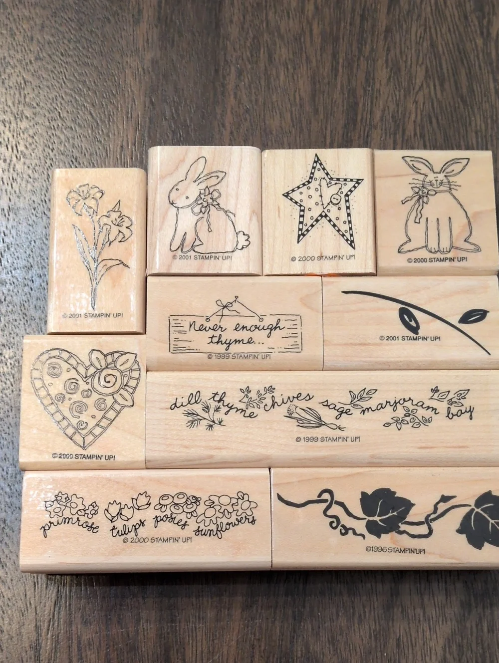 Assorted Designs Stampin' Up! Natural Wood Rubber Stamp Set  22 Pieces